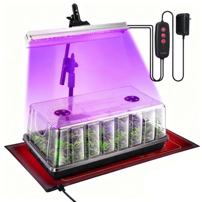 Humidity Dome Kit - Zaaitray, zaadstartset met groeilampen en warmtemat,